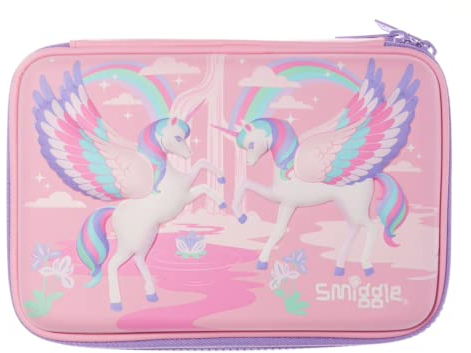 Smiggle Federmäppchen 3D Hardtop Einzelfach ('Livy' Pink Unicorns), Lila & Rosa Einhörner, Hartschalen-Federmäppchen