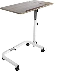 KMINA Table de Lit a Roulette Médical, Hôpital, Tablette Réglable, Appoint en Forme de C, Manger, Handicapés
