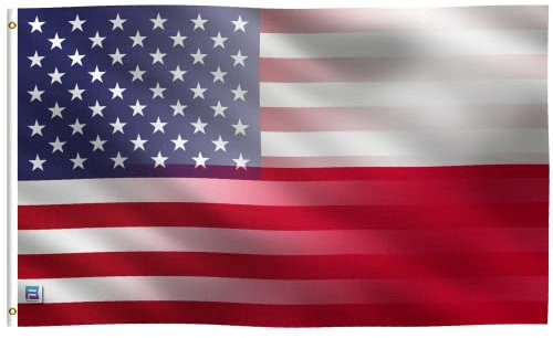 Polnische amerikanische Hybrid-Flagge, 90 x 152 cm, 100 % Polyester, Messingösen und starker Segeltuchkopf, für den Einsatz im Innen- und Außenbereich