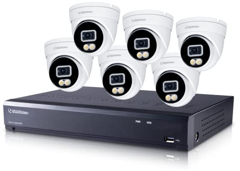 USA Vision SNVR Bundle Paket, 6 Stück R580 5MP AI Full Color Turret Kamera + 8 CH SNVRL810 mit 2TB HDD, UA-SNVRL810R580-2TB