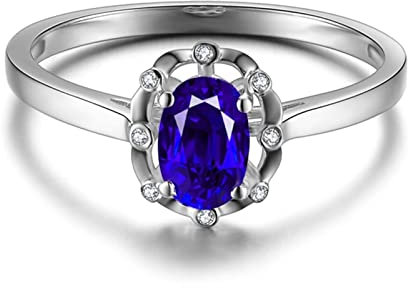 Zarter Ring, Memento Mori Ring 18 Karat (750) Weißgold mit 0,5ct Blau Ovalschliff Saphir Größe 61 (19,4)
