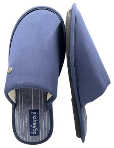 de fonseca Pantofole Uomo in Cotone, Pantofola da Camera Chiusa, Ciabatte da Casa Comode e Leggere, Stile Casual