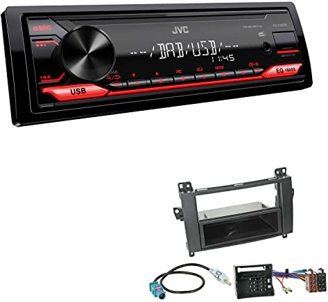 JVC KD-X182DB 1-DIN Autoradio DAB+ USB Digital Receiver inkl. Antenne mit Einbauset passend für Mercedes-Benz Vito Viano 2006-2014 schwarz