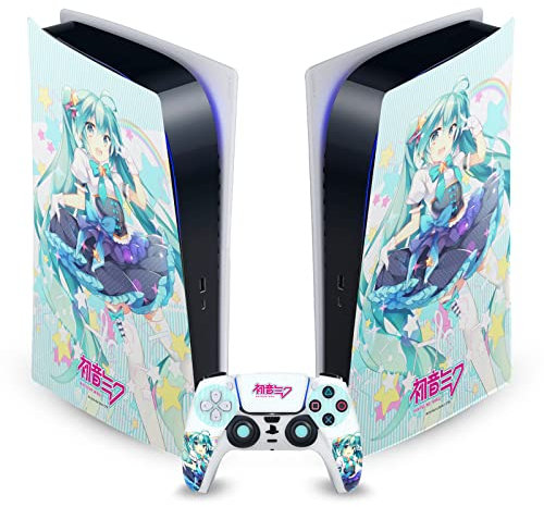 Head Case Designs Offizielle Hatsune Miku Stars and Rainbow Grafiken Vinyl Frontplatte Haut Gaming Aufkleber Abziehbild kompatibel mit Sony Playstation 5 PS5 Digital Console and DualSense Controller