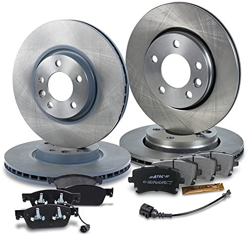 ATEC Germany Bremsenset Bremsscheiben + Bremsbeläge vorne hinten 40579938 | Kompatibel mit: VW MULTIVAN T5, MULTIVAN T6, TRANSPORTER T5 Bus, TRANSPORTER T5 Kasten
