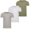 riverso Tshirt Herren Regular Fit RIVLenny 3er Pack Set Rundhals Kurzarm Sommer Tee Shirt leichte Baumwolle Flammgarn Einfarbig Weiß Grau Grün M, Größe:M, Farbe:Farbmix 1