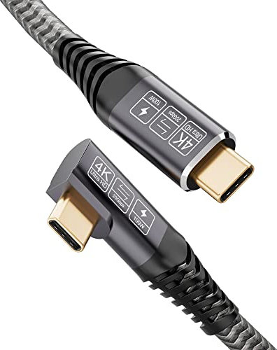 CAKOBLE Cable Coudé 2M ,Câble USB C vers USB C 20Gbps USB 3.2 Gen2×2 90 Degrés Cable, 4K@@60Hz HDR, 100W Charge Rapide Quick Charge For MacBook Pro, Xiaomi, Samsung S21 S22 S23