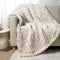 Carriediosa Chunky Knit Throw Blanket 60 X 80 Twin, 100% Hand Made Large Chenille Loop Yarn Soft Fluffy Throws for Couch Sofa Bed, Big Crochet Cozy Heavy Thick Cable Woven Blanket, Cream White