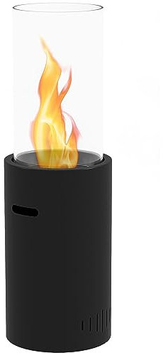 HOMCOM Cheminée au bioéthanol en Acier et Verre avec Une capacité de 0,3 L et Une capacité de Chauffe de 15㎡, 27 x 27 x 70 cm, Noir