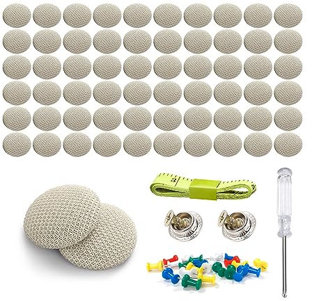 JNNJ 60 Piezas Botón De Reparación Del Techo Del Coche, Reparación Techo Coche Con Pasadores Destornillador Cinta, Para Remachado Automático El Techo, Con Herramienta De Instalación(Beige-Gris)