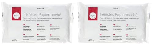 RAYHER 3450000 Porzella, feinstes Papiermaché, porzellanweiße Modelliermasse lufttrocknend, zum Modellieren von porzellanfeinen Objekten, Beutel 400g (Packung mit 2)