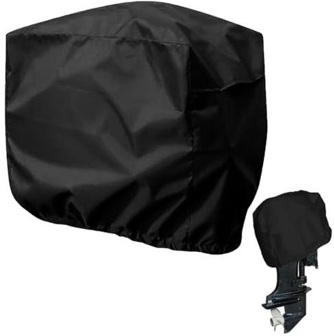 Außenbordmotor-Halbabdeckung, 210D Oxford wasserdichte Außenbordmotorabdeckung, lichtbeständige Bootsmotor-Motorabdeckung, Außenbordmotor-Motorabdeckung Schwarz 52X27X32cm 15HP