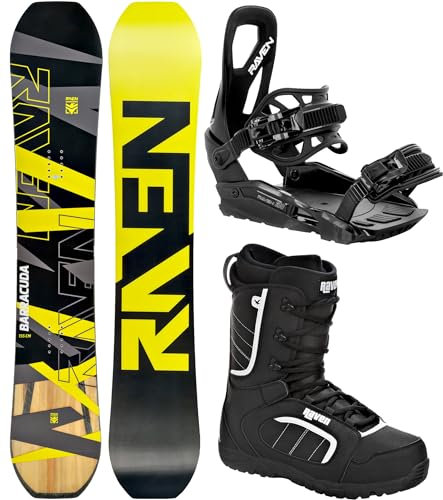 Raven Snowboard Set: Snowboard Barracuda Carbon Lime + Bindung s230 Lime + Boots Target (155cm + s230 Lime M/L + Target 44)