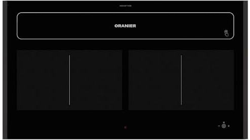 Oranier Flächen-Induktion KFL 2092 mit Abluft & Umluft Kochfeldabzug 90 cm - großes Induktionskochfeld inklusive schwarze Kochfeld-Seitenleisten