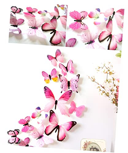 Gadpiparty 3D-Wandaufkleber 12St Kühlschrankaufkleber Wandkunst Spiegel Auto- Autoverkleidung autofenster aufkleber Fensteraufkleber Wandaufkleber Fernsehen schmücken 3d Rosa