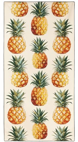 YISUMEI Mikrofaser Strandtuch, Weich Leicht Sandfest Schnelltrocknend, Obst Muster Druck - Ananas, XXL(180x90cm)