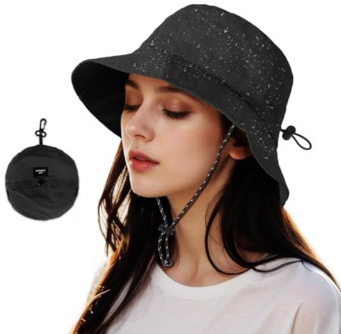 Acado Wasserdichter Fischerhut für Damen – UV-Schutz, Angelhüte für Damen, verstellbar, faltbar, Regenhut, Sonne, Sommer, Outdoor, Wanderkappe