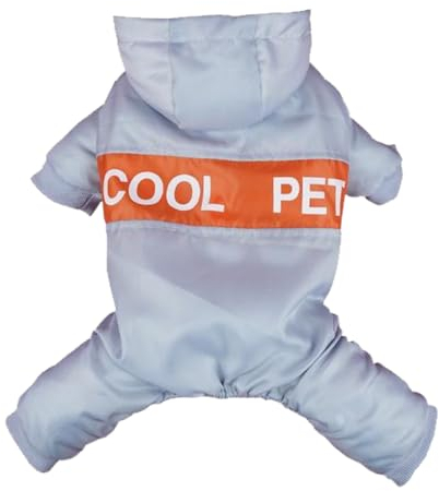Hunde-Overall, Hundebekleidung, Welpenkleidung, Geschirr, Jacke, Winterzubehör, verschleißfest, wärmer, winddicht, Blau-Grau/L