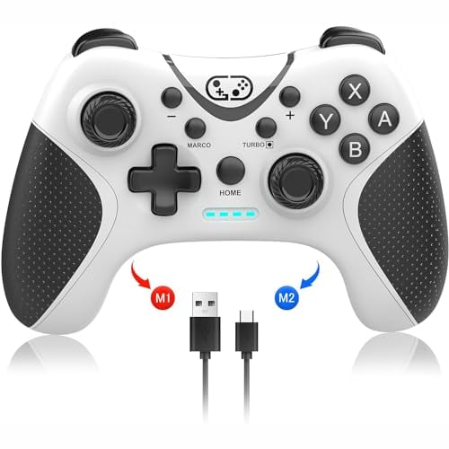 Cehensy Controller per Switch/Switch Oled/Switch Lite,Controller Switch con 6-Axis Gyro,Doppia Vibrazione,Turbo e Screenshot,Wireless Switch Pro Controller per Joystick Gamepad,Bianco