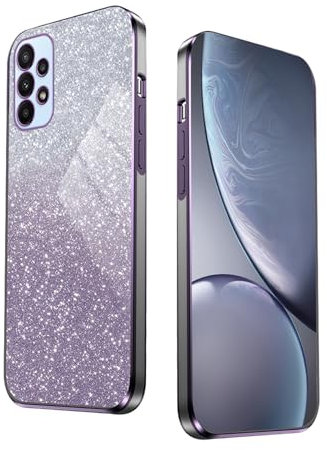 HAOYE Hülle für Oppo A52 / A72 / A92, Galvanikrahmen Ultradünn TPU Handyhülle mit Glänzend Aufkleber, Silikon Schock-Absorption Schutzhülle. Lila
