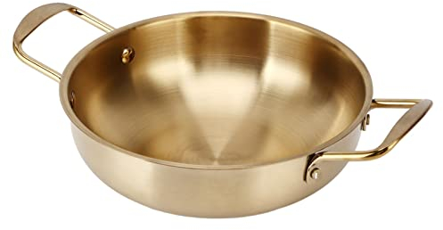 Hochwertiger Goldener Koreanischer Ramen-Topf, Leichter und Tragbarer Nudel-Kochtopf aus Edelstahl, Geeignet für Haushalt, Büro und Außenbereich (Innendurchmesser 18 cm)