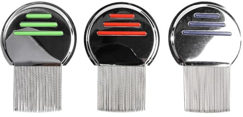 CENPEK 3er-Pack Läusekämme, Kämme zur Floh- und Läuseentfernung, Behandlung von Kopfnissen, Haarkämme aus Edelstahl zum Entfernen von Kopfläusen, Schuppen, Nissen, Zecken und Eiern