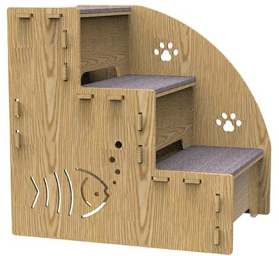 Marchepieds pour canapé | Escalier en bois à 3 marches pour chien | Pour lit pour animaux de compagnie Rampes d'escalier adapté aux petits chiens et chats Rampe intérieure antidérapante équilibrée