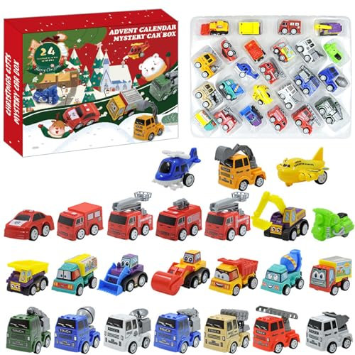 XCMVCN Adventskalender Autos 2024, 24 Überraschungs Adventskalender Geschenke mit Autos, 24 Tage Weihnachtskalender Geschenk für Jungen Mädchen