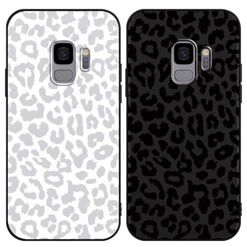 Yoedge 2 Stück HandyHülle für Samsung Galaxy S9 Hülle 5,8, Schutzhülle für Samsung S9 Case 3D Leopard Muster Design Aesthetic Mädchen Junge Geschenk Weich Silikon Stoßfest Cover, Schwarz