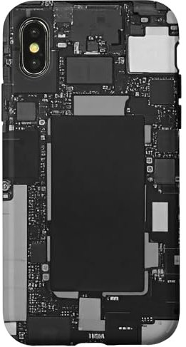 Classic Motherboard Design with Electronic Circuits in Gray Case for iPhone X/XS
