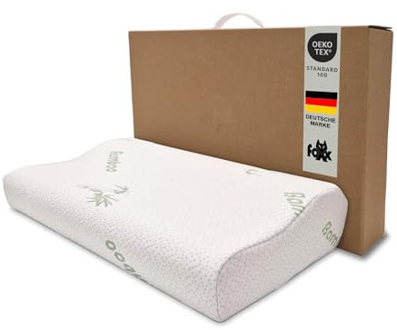 Orthopädisches nackenfreundliches Bamboo Kissen 50x30 cm Visko Nackenstützkissen Seitenschläfer/Rückenschläfer Kopfkissen Viskoschaum viskoelastisch Memoryschaum Viskokissen Kissen für Nackenschmerzen