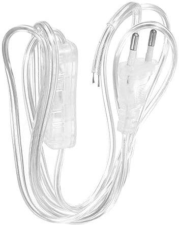 OSALADI Cordon Alimentation Transparent Avec Prise Européenne Câble Extension Pour Lampe Pvc Et Cuivre Pour Bricolage Intérieur