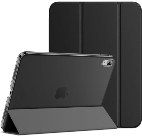 AM Case Smart Folio Stand For iPad Case A16, Apple iPad 2025 11 Inch Case with Auto Wake/Sleep, iPad Cover 10th Generation 10.9 Inch 2022, Hard PC Translucent Back Shell, Supports Touch ID (Black)