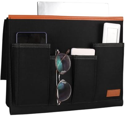 MiOYOOW Sofa Armlehnen Organizer, Sofa Aufbewahrungs Organizer aus Filz, Couch Fernbedienungshalter mit 5 Taschen für Tablet, Zeitschriften, Bücher, Fernbedienungen, Handy, Brille