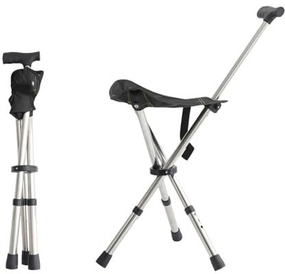 King Mills Taburetes portátiles ligeros para adultos, resistentes, silla ajustable para adultos, asiento de bastón antideslizante, asiento plegable de 250 libras por encima ideal para acampar y