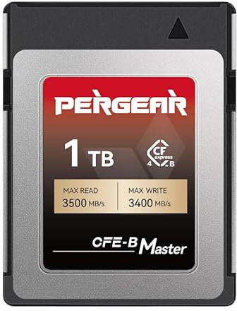 Pergear 1TB CFexpress 4.0 Type B Memory Cards, Up to 3500MB/s Read Speed & 3400MB/s Write Speed for 8K Raw Video Recording (Master Series), Compatible with R3/R5/R5C/Z8/Z9/Z7 II/Z6 II/S1 DSLR Cameras