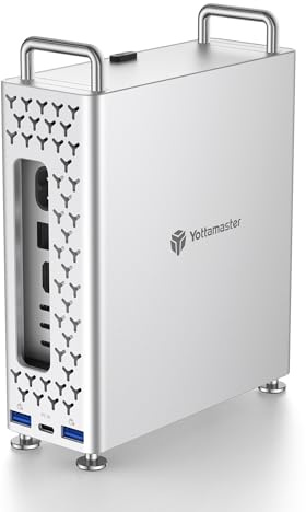 Yottamaster Hub USB-C 5-en-1 pour Mac Mini M4, Boîtier SSD M.2 NVMe, Transfert Haute Vitesse 10Gbps, Ports USB-A/USB-C, Lecteur de Cartes SD/TF