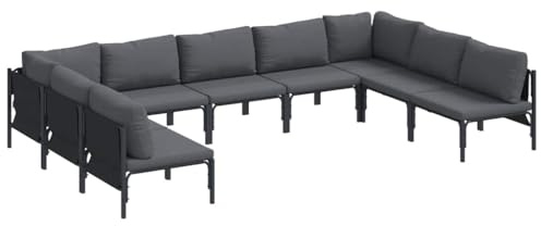 vidaXL Garden Sofa Set 9 pcs Anthracite Steel, Enhance Your Outdoors, Garden Sofa Set, Modular Lounge, Deck Furniture, Weatherproof Patio Seating, Stylish Outdoor Living