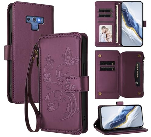 JayModCase Cover per Samsung Galaxy Note 9 Portafoglio Pelle PU Design Flip Folio Magnetico con Slot per Carte, Funzione Cavalletto e Protezione Anticurto Custodia per Samsung Note 9 - Viola scuro