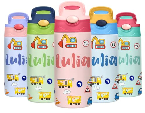 Soview Borraccia Termica Bambini Personalizzata, Borraccia Bambini con Nome, Borracce Personalizzate senza BPA, Ideale Fuori Casa, in Gita, a Scuola, Attività all'aperto 350 ml