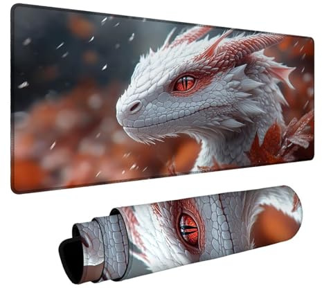 Tapis de Souris Dragon Tapis de Souris Gamer Animal Mouse Pad Bords cousus Précision et Vitesse Améliorées pour Decoration Maison Bureau Pc Portable Pc Gamer Clavier Sans fil 300 x 600 x 3mm DBYH-1521