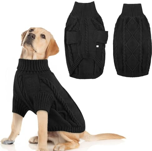 Mayoii Warm Hundepullover, Pullover Hund, Hundepullover Kleine Hunde, Rollkragenpullover Hundepullovers Grosse Hunde, Hundepullovers Fleece Mittelgroße (Schwarz, XL)