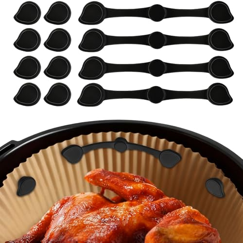 12 Pezzi Calamite per Friggitrice ad Aria in Silicone, Gommini Friggitrice ad Aaria, Porta Carta da Forno Magneti Friggitrice ad Aria Ccalda Progettati per Fissare la Carta da Forno All'apparecchio