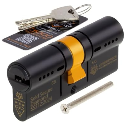 CERBERUS TS007 3-Star Euro Cylinder SSD Door Lock (Black) - 35/35 (70mm)