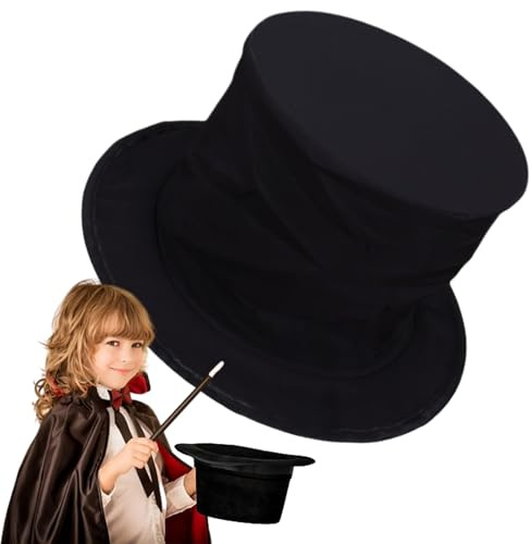 Zauberhut Für Kinder | Magician Hat Mit Geheimfach | Lustige Zauberer-Party-Frühlingszylinder-Zylinder-Kostüm | Zauberer Zauberhut Faltbarer Für Kinder Karneval Fasching Zauberers Magier Schwarz