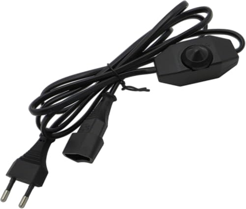 LED Dimmer 1-60 Watt mit 2m Kabel (Stecker + Buchse) stufenlos dimmbar/dimmen (Schnur-Drehdimmer) für LED Leuchtmittel, Geräuschlose Lichtsteuerung für individuellen Beleuchtungskomfort (Schwarz)