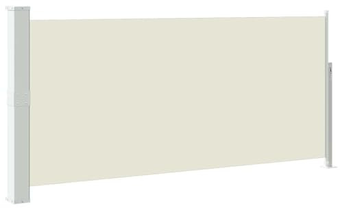 Gecheer Ausziehbare Seitenmarkise 140x300 cm Creme, Sichtschutz Blickdicht Markise Windstabiler Sonnenschutz für Garten und Balkon 45354