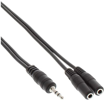 InLine 99300D Klinken Y-Kabel, 3,5mm Klinke Stecker an 2x 3,5mm Klinke Buchse, Stereo, 5m