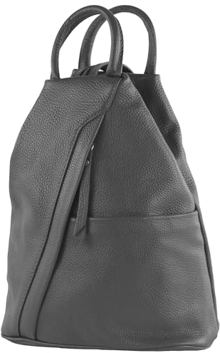 modamoda de - T180 - Damen Rucksack Tasche aus ital. Leder, Farbe:Graphitgrau
