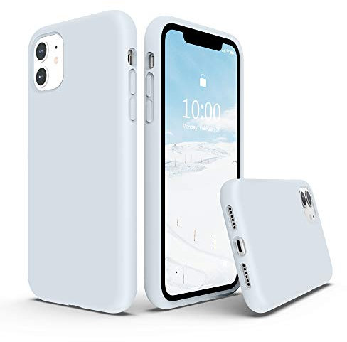 SURPHY Liquid Silicone Case Compatible with iPhone 11 Case, Soft Rubber Full Body Thickening Design Shockproof with Microfiber Cloth Lining 6.1 inch Phone Case for iPhone 11, Sky Blue